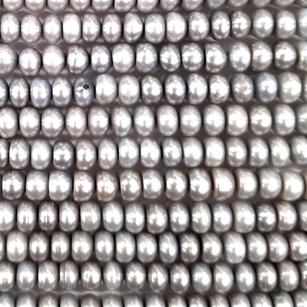 FRESHWATER PEARL RONDELLE 7-8MM SILVER